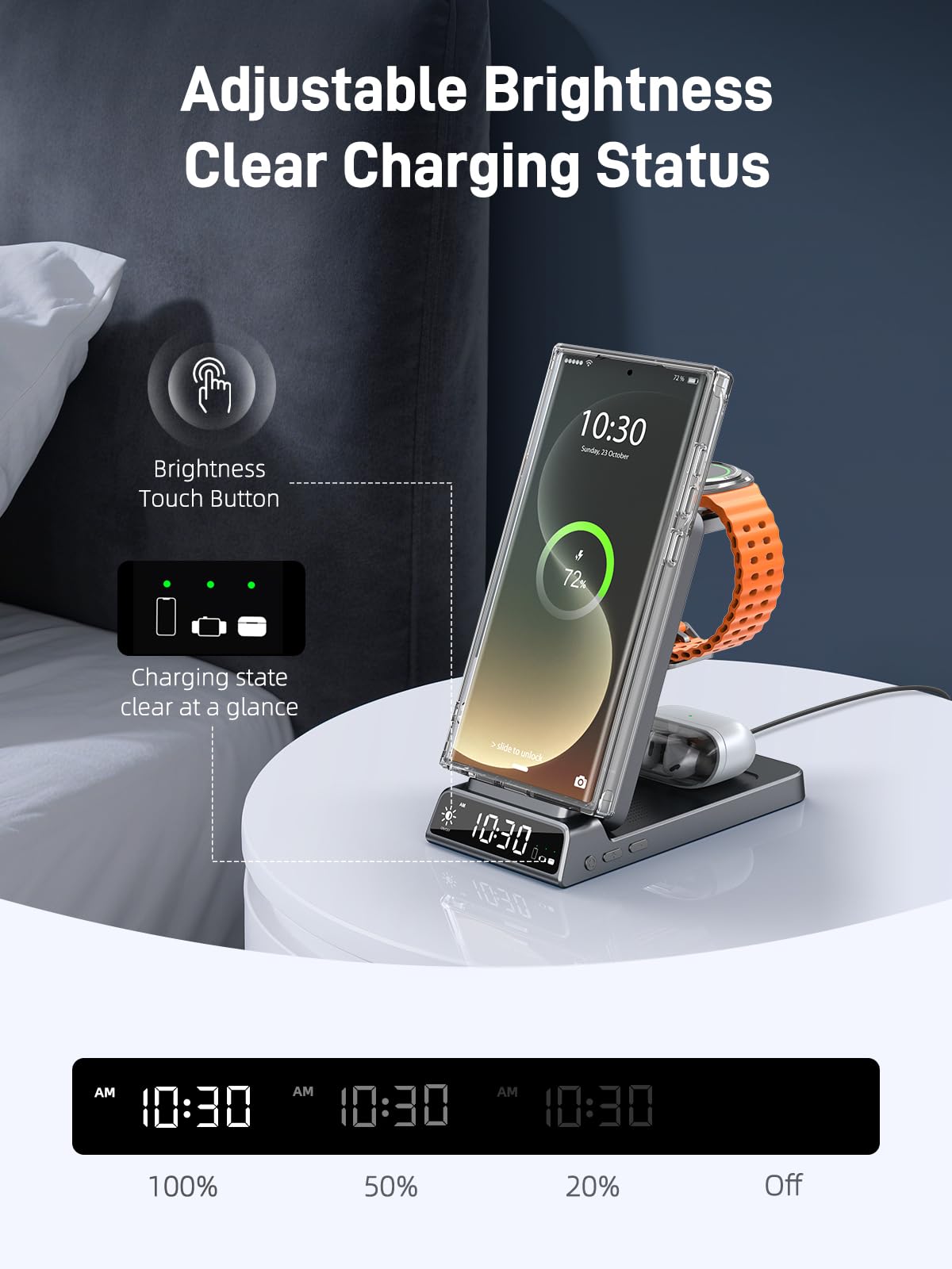 Amazon.co.jp: Samsung用磁気ワイヤレス充電器、3イン1 MagSafe充電