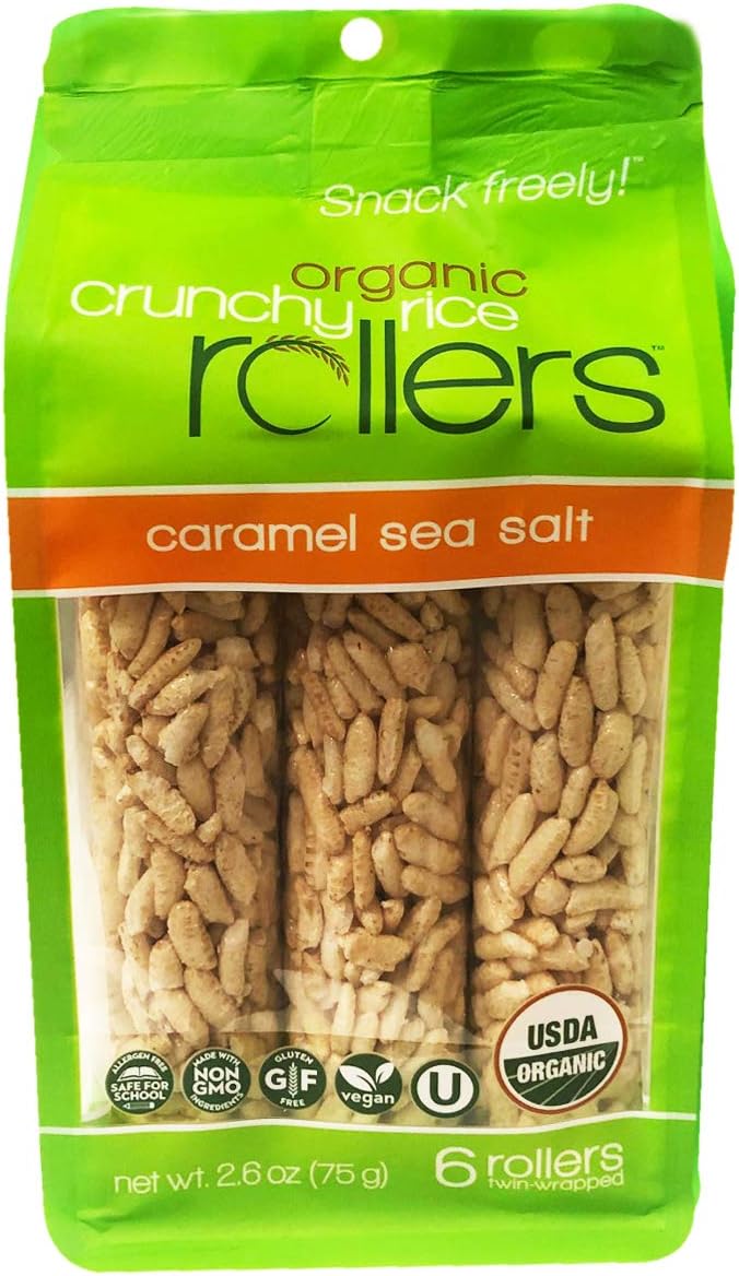 Bamboo USDA Organic Crunchy Brown Rice Rollers New Flavor 1 Pack, 6 Rolls (Caramel Sea Salt)