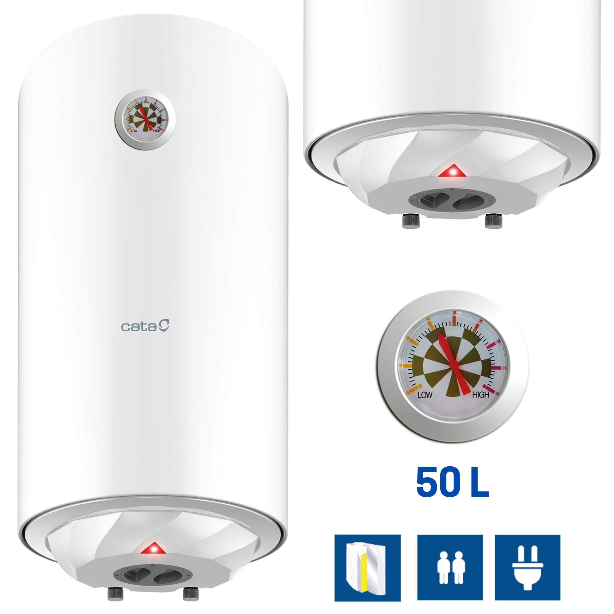 CATA -CTR-50-M - Elektryczny podgrzewacz wody - Pojemność 50 litrów - Moc 1.500W - System Super Insulation - Inteligentny tryb ECO - Materiał stal pokryta emalią tytanową