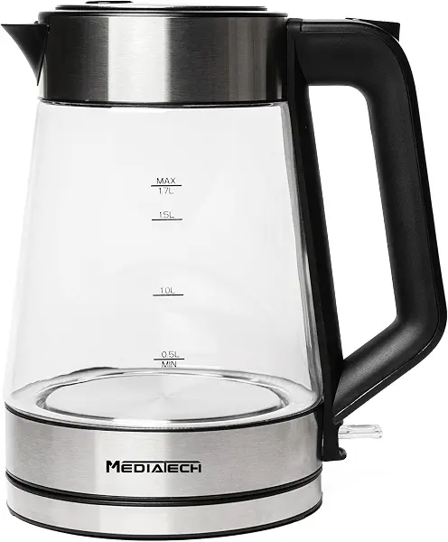 سعر ومواصفات غلاية زجاجية MTKP800 من ميديا تيك، بسعة 1.7 لتر (B0GL1H8KP5) على Amazon EG
