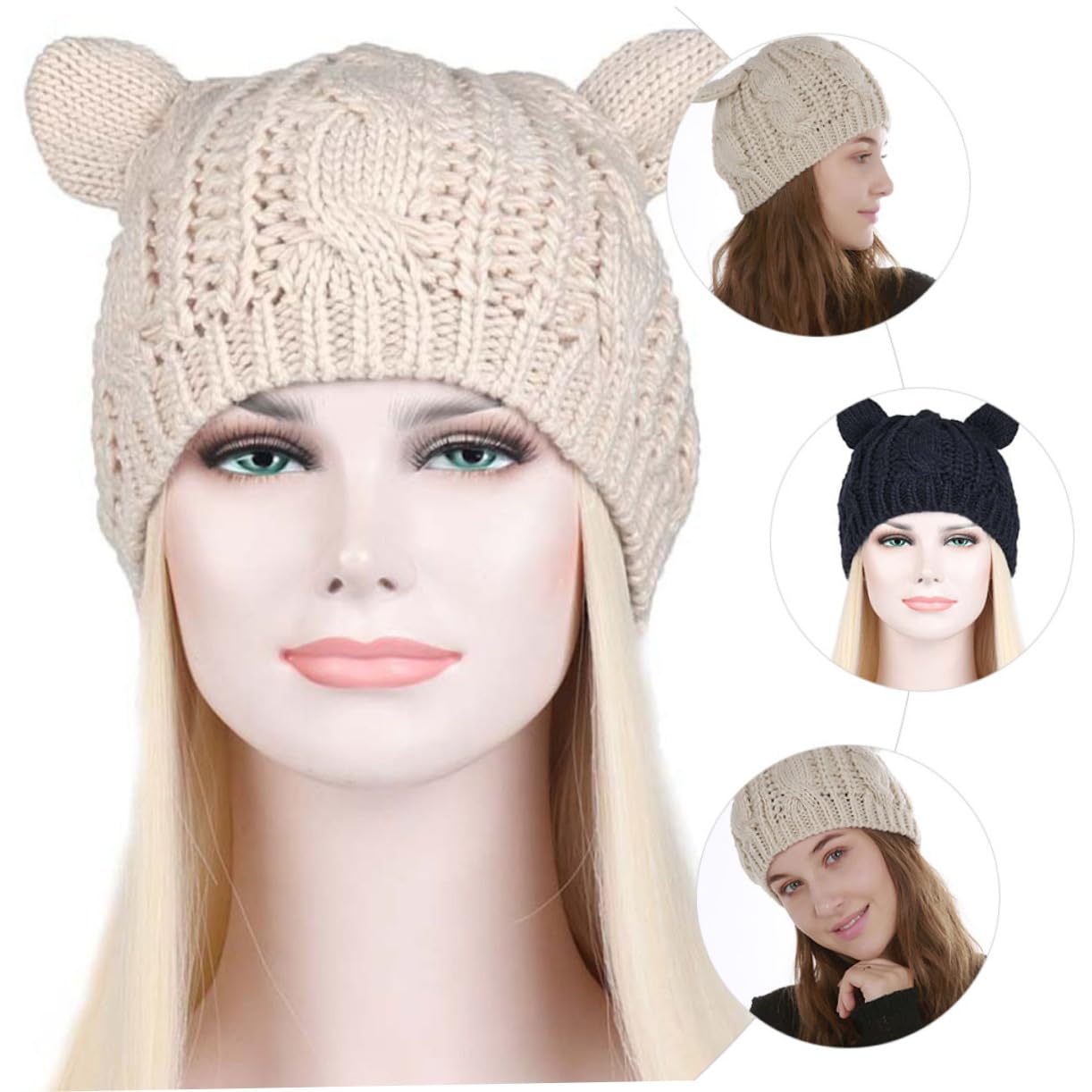 SHERCHPRY 8 Piezas gorro con orejas de gato espesar sombrero gorro de punto sombrero de Beanie de niña as os mujer o de mujer tejido s unisex algodón