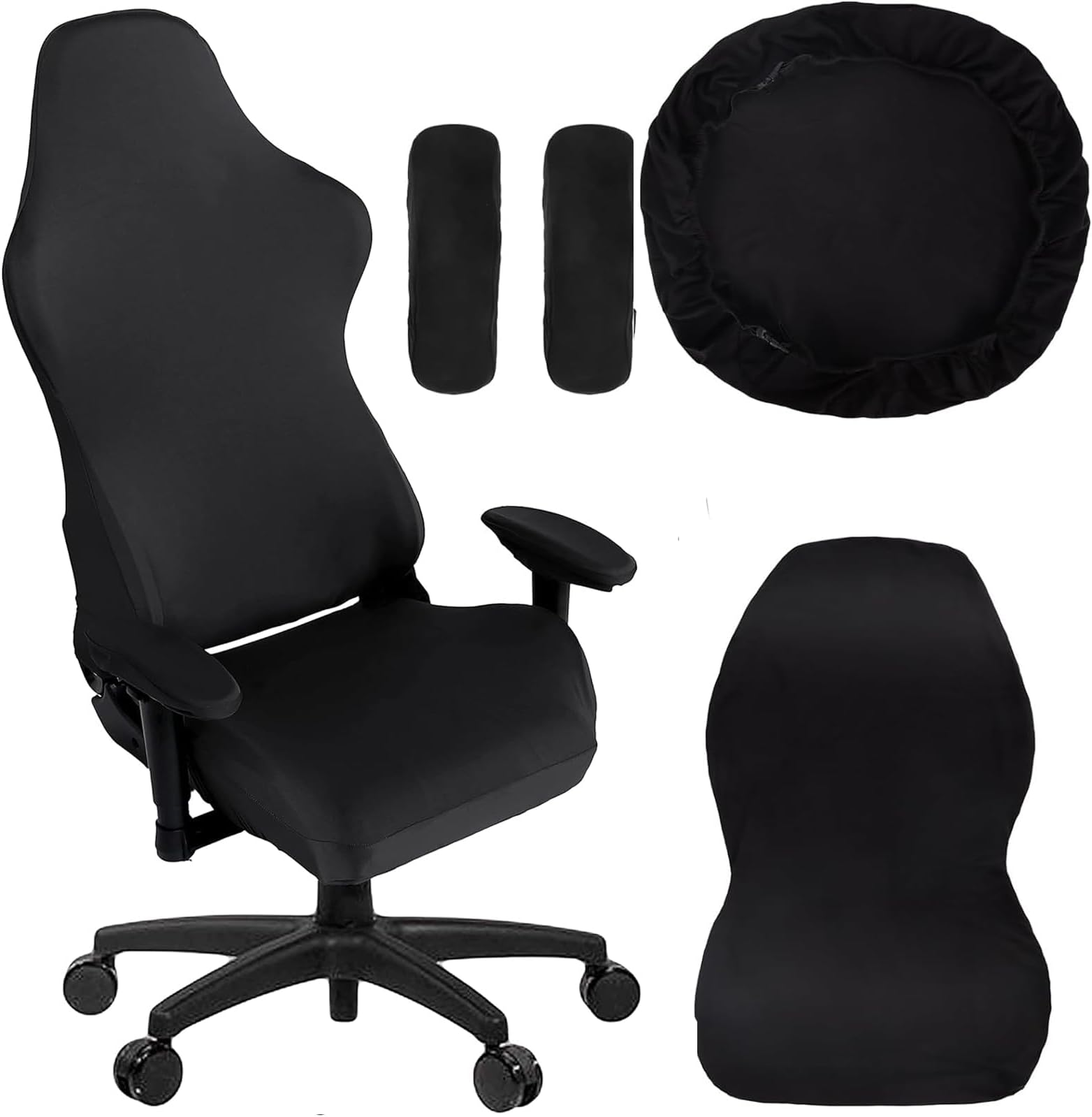 Stoel Covers, Gaming Chair Covers, Gaming Chair Covers Stretch, Office Chair Cover, Computer Chair Slipcovers, Stretch Chair Cover (4PCS,Marineblauw