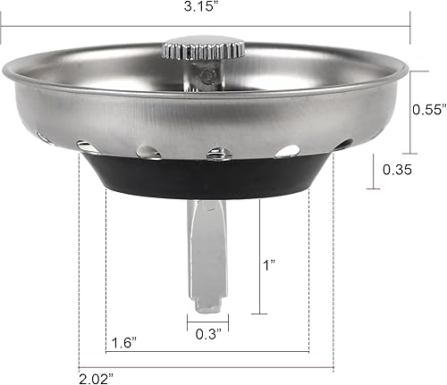 Miniatura 2 de Tapón de drenaje para fregadero de cocina, 2 unidades, repuesto para drenaje de cocina de 3-12 pulgadas, colador de drenaje para fregadero de