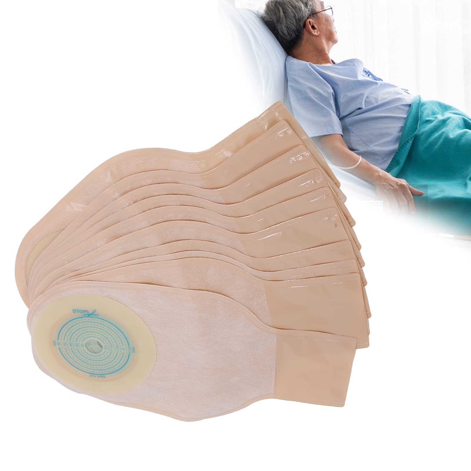Fyearfly Sacca per colostomia, Sacchetti per Colostomia Stomia, 10 Pezzi Borsa per stomia Borse per colostomia monouso Monopezzo Forniture per stomia per stomia ileostomia
