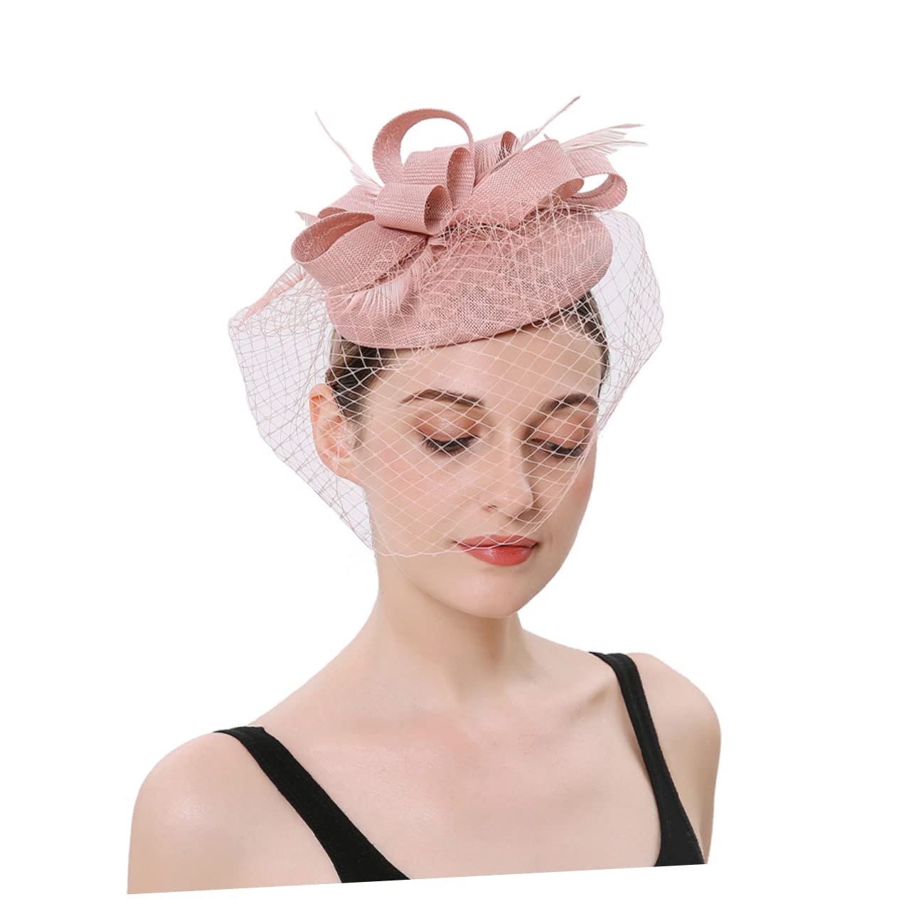 FOMIYES 2 Pz Cappello da Cocktail Party Cappelli Fascinator per Le Donne Copricapo da Cocktail Tea Party Fascinatore a Rete tè Piuma Artificiale da Donna Affascinante per