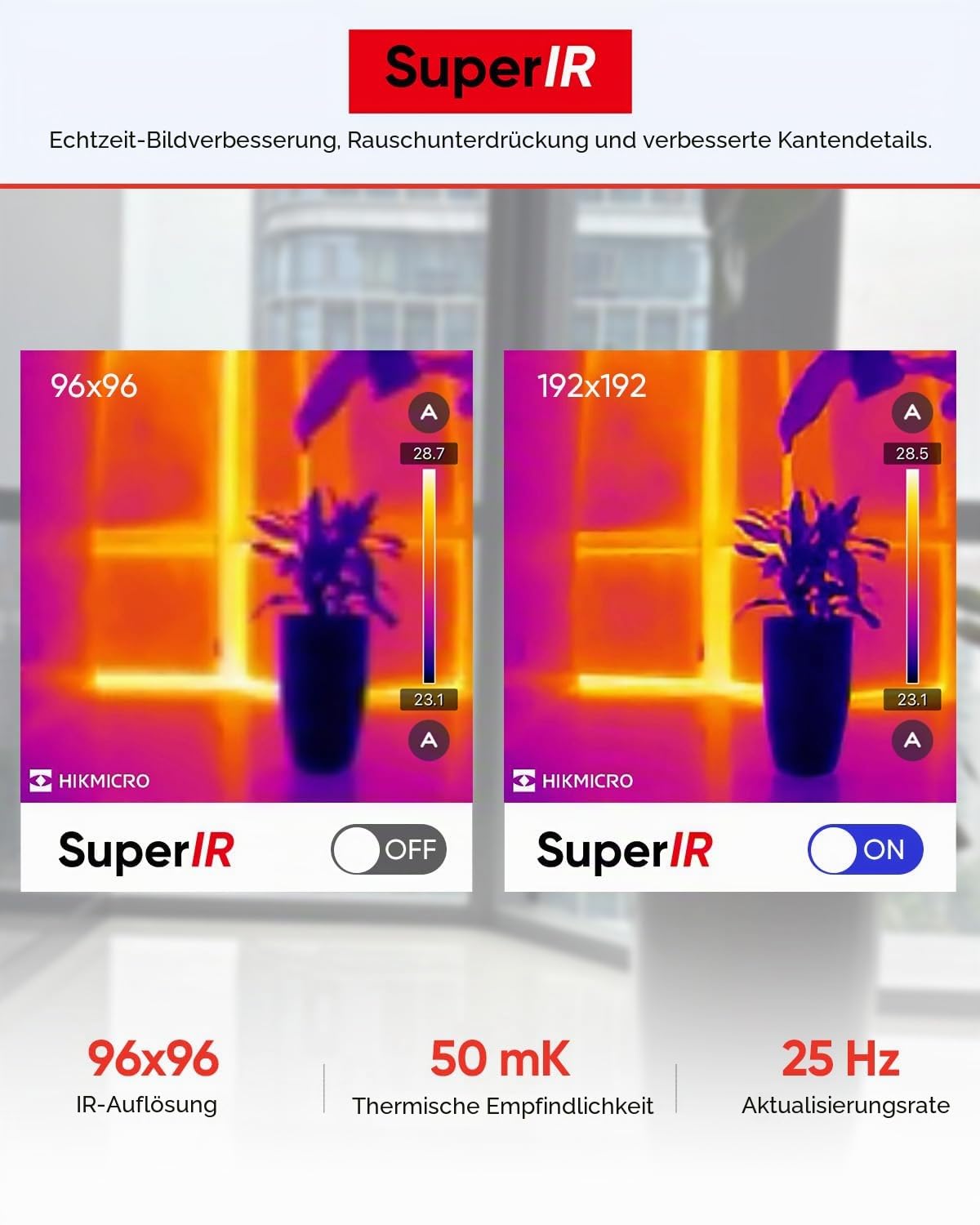 HIKMICRO Minie Wärmebildkamera - iOS/Android, 192×192 SuperIR Bildverbesserung, 25Hz, für Smartphone/Tablet, USB-C/Lightning(unterstützt iPhone 15/16) | 192x192 SuperIR, USB-C/Lightning, 25Hz, Telefon/Tablet/PC, Home & HVAC & Electrical