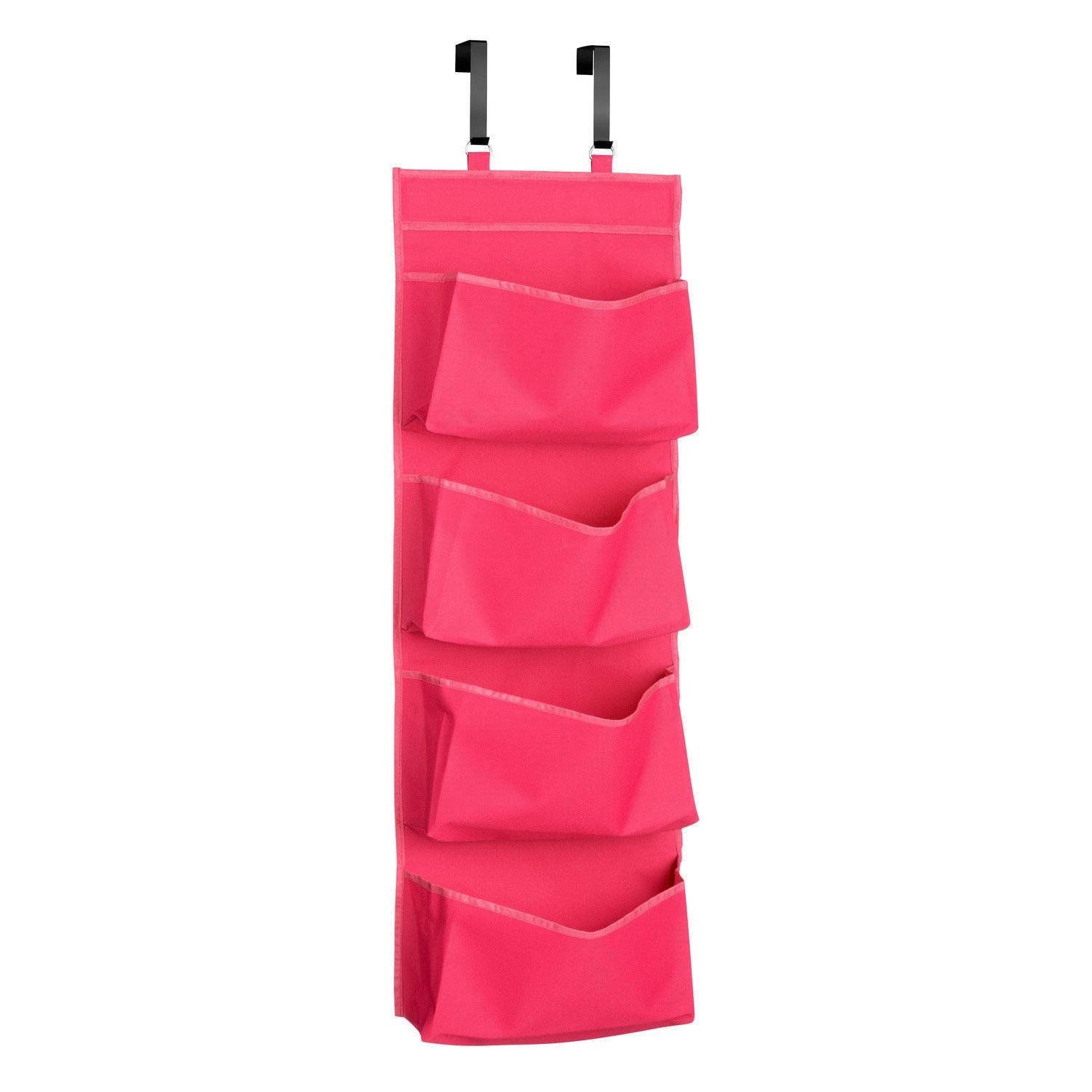YNR NEW 4 SECTION OVER DOOR HANGING WARDROBE STORAGE UNIT CLOTHES SHOE ORGANISER IN Polyester Polyester (PINK)