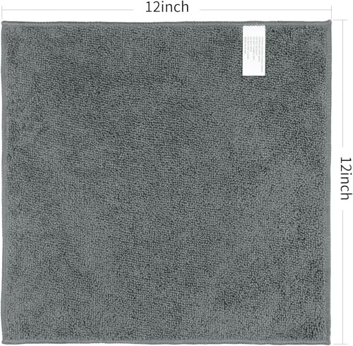 Image of Orighty Washcloths Bulk, 100 Pack Highly Absorbent & Soft Feel Microfiber Face Towels, Multi-Purpose Wash Cloths & Hand Towels for Bathroom, Hotel, Spa, and Gym, 12x12 Inch, Grey