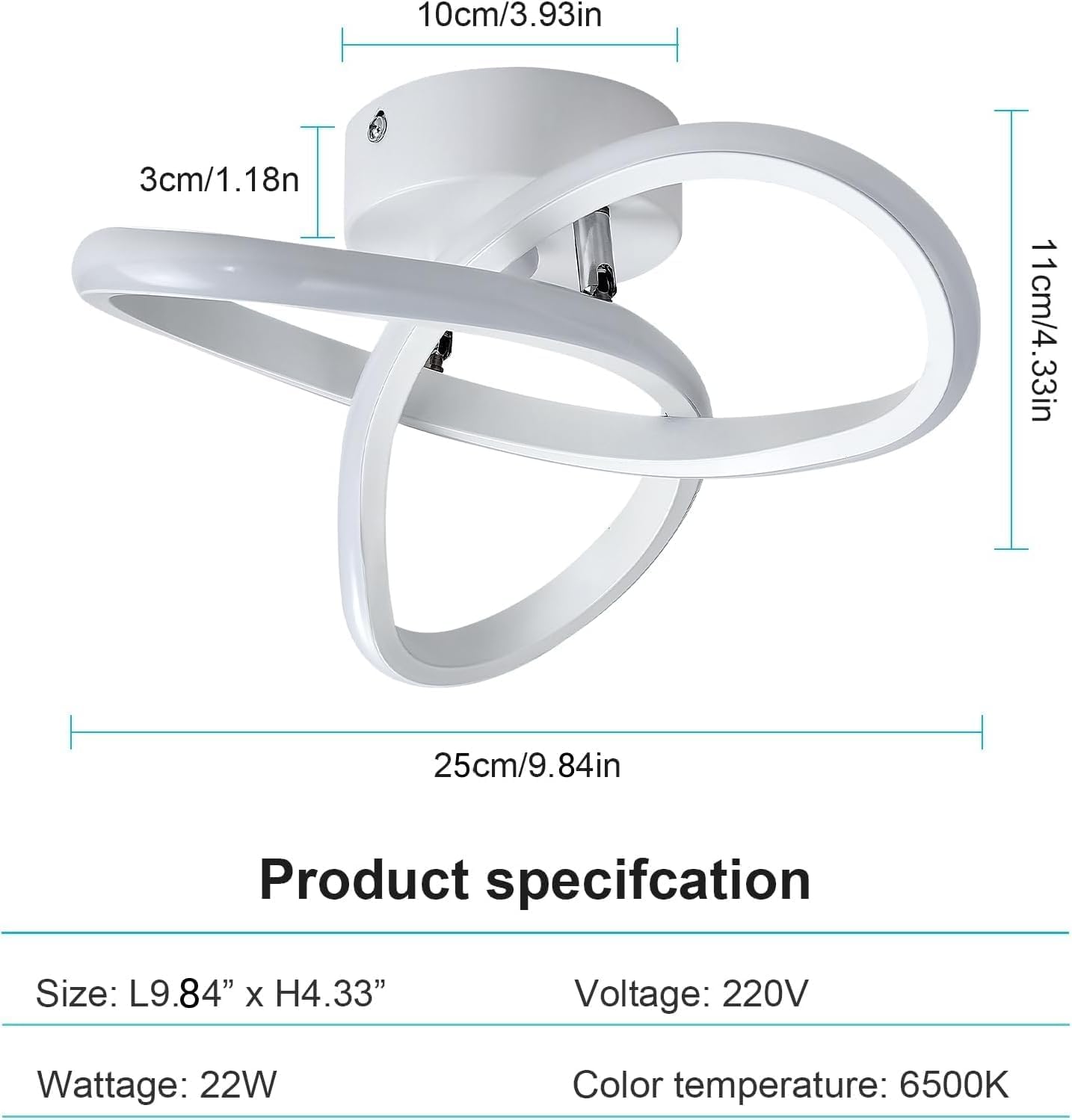 Osairous Plafoniera LED Soffitto Moderna, 22W 2500LM Lampada da Soffitto Design Forma di Fiore, Lampadario LED Bianco Soggiorno per Camera da Letto Cucina Corridoio, Bianco Freddo 6500K, 25CM