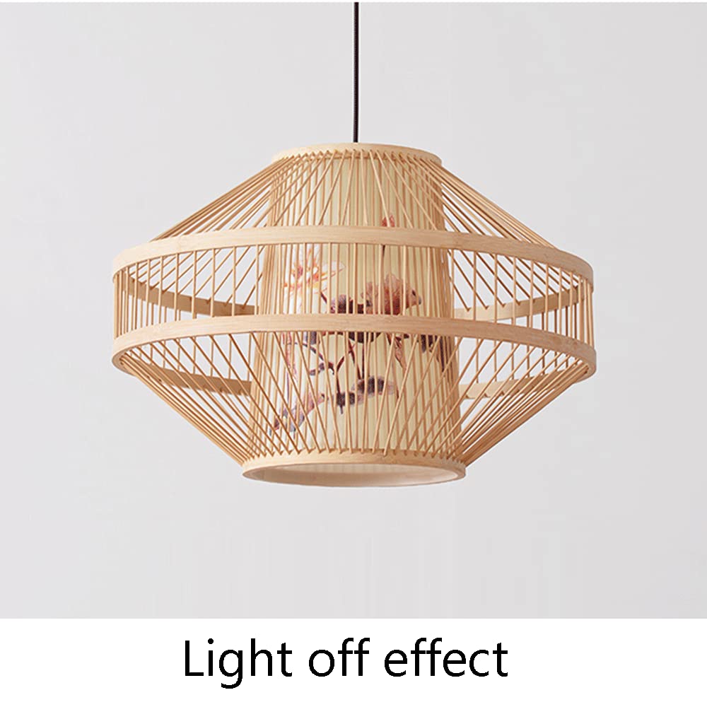 Drewniane Wiszące Światła Lampy Sufitowe Wiszące 50 Cm Bambusowy Wisiorek Lampa Wisząca Przemysłowe 1 Pakiet Do Salonu Wyświetlacz Sztuczny Zwój Z Nadrukiem