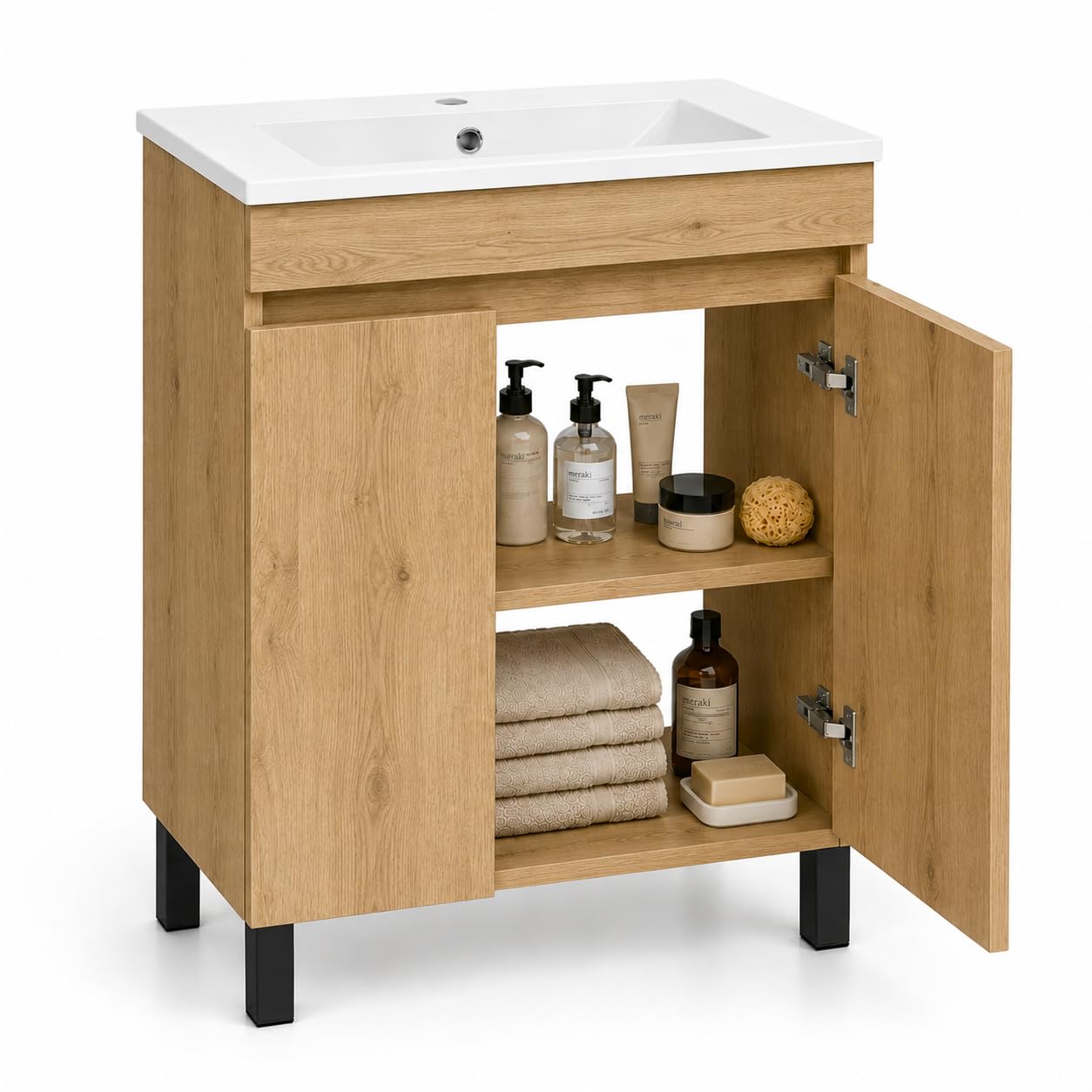 Armario para lavabo con lavabo Loft Oak mate, 60 x 40 cm