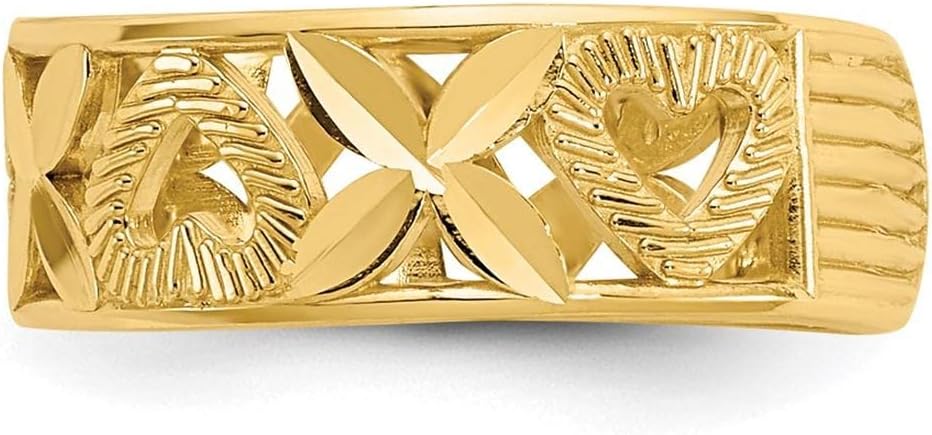 14k Yellow Gold Diamond-cut X & Heart Toe Ring