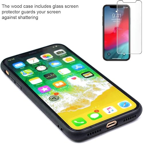 Miniatura 7 de Funda de madera para iPhone XR, palisandro natural, delgada, a prueba de golpes, híbrida de madera (palisandro)