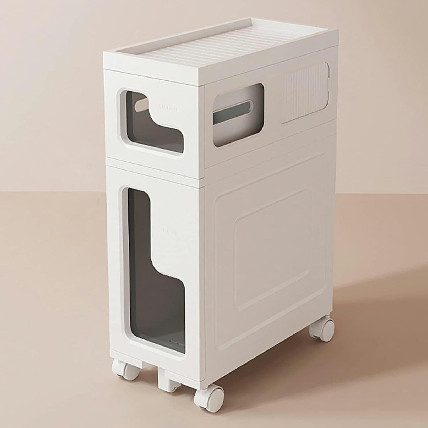 Armario de baño con cajones apilables, Delgado, de plástico, con cajones deslizables multifuncionales de 2 a 4 niveles, organizador de baño para esquinas Que ahorra espac