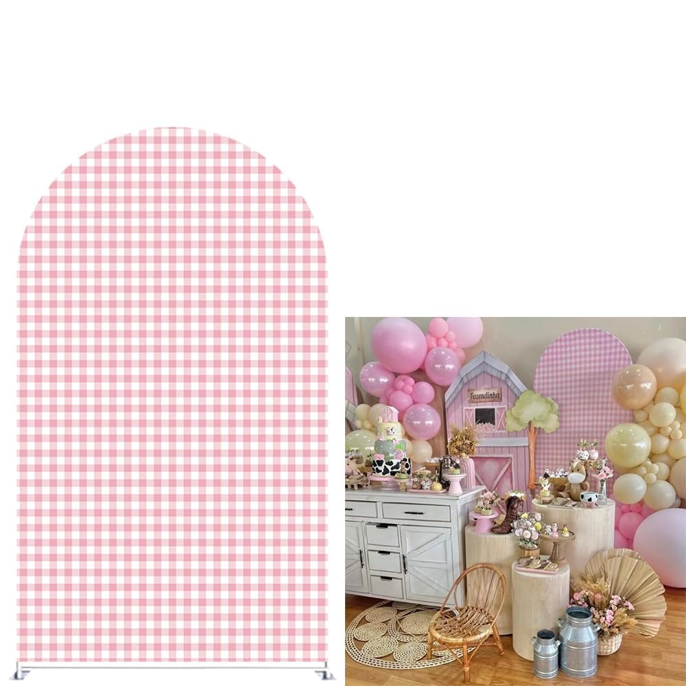 A Berry Sweet is On The Way Arch Backdrop Cover Berry First Birthday Party Decoration Spandex Fabric Girl Baby Shower Pink Background (1096,6FT (