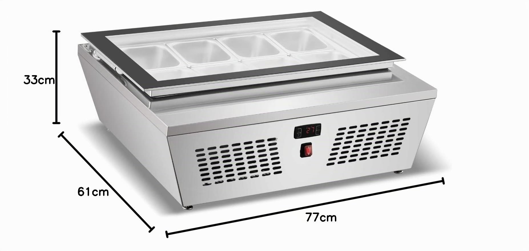 RISTOATTREZZATURE - Espositore refrigerato da banco 76,7x61,2x32,8h cm 8 gn 1/6 +2 +12°C