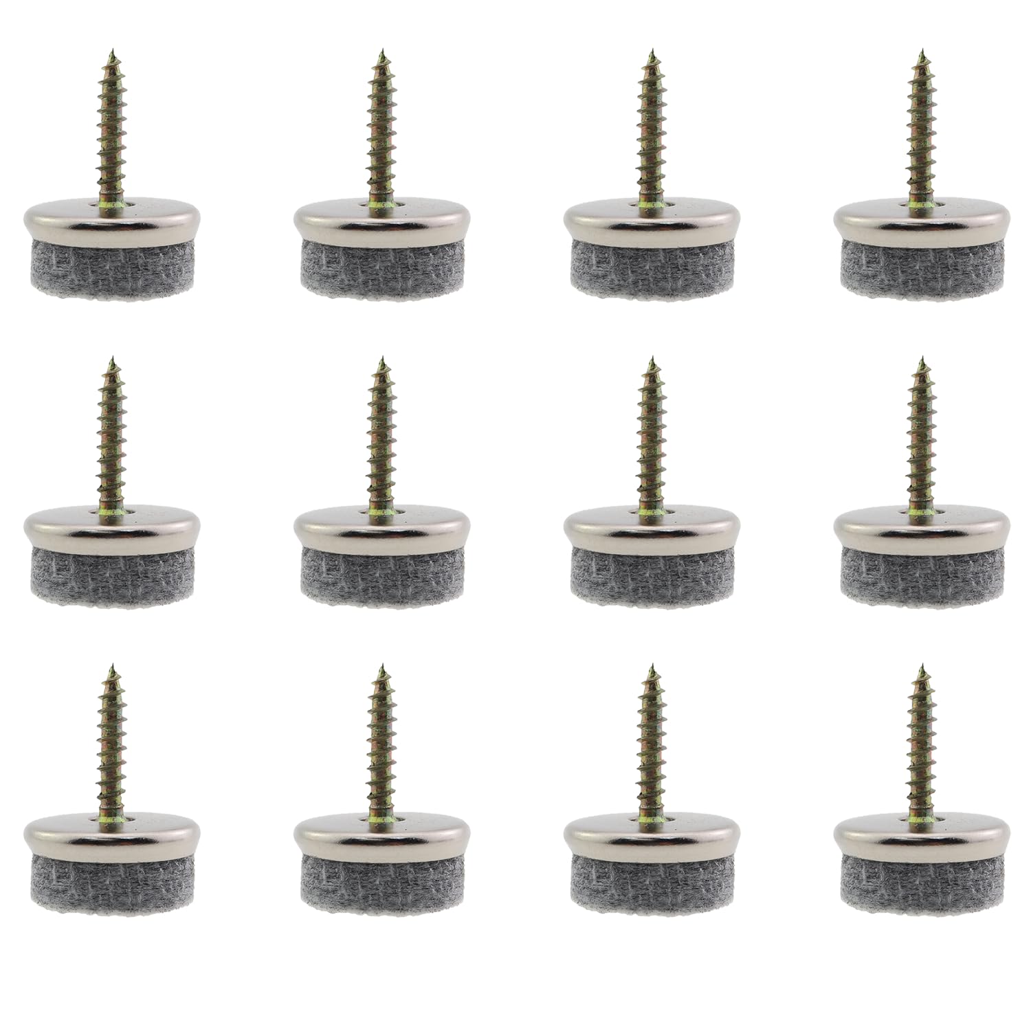MDXing 12PCS Felt Floor Screw Pads for Furniture Sound Deadening 20mm Screw in Foot Pads Felt Screw Pads for Wooden Tables Chairs Sofas Stools Foot
