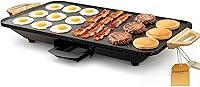 SENSCHEF CookSimple Everyday 20x12 Electric Griddle: 1700W Nonstick Granite Surface, Fast Even Heat for Family Pancakes, Eggs & Meals