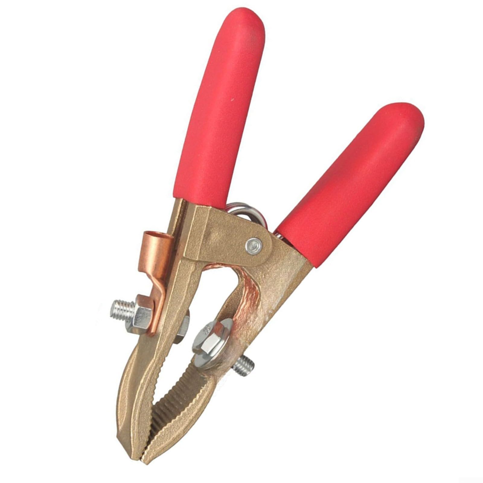 Pince de soudage en laiton 500 A avec gaine isolante rouge anti-glissement