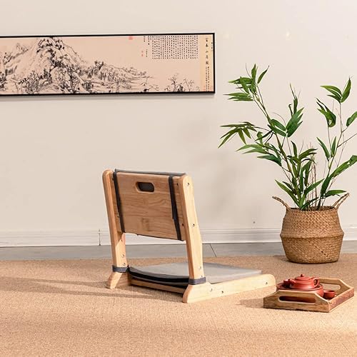 Miniatura 4 de Silla Tatami, silla plegable de meditación, asiento de suelo, silla de sala de estar, silla japonesa portátil sin patas, sofá perezoso para lectura