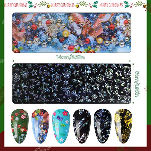 EBANKU 40 Sheets Christmas Nail Foil Transfer Sticker, Rainbow Snowflake Nail Decals Holografische Sterrenhemel Nail Art… - Image 3