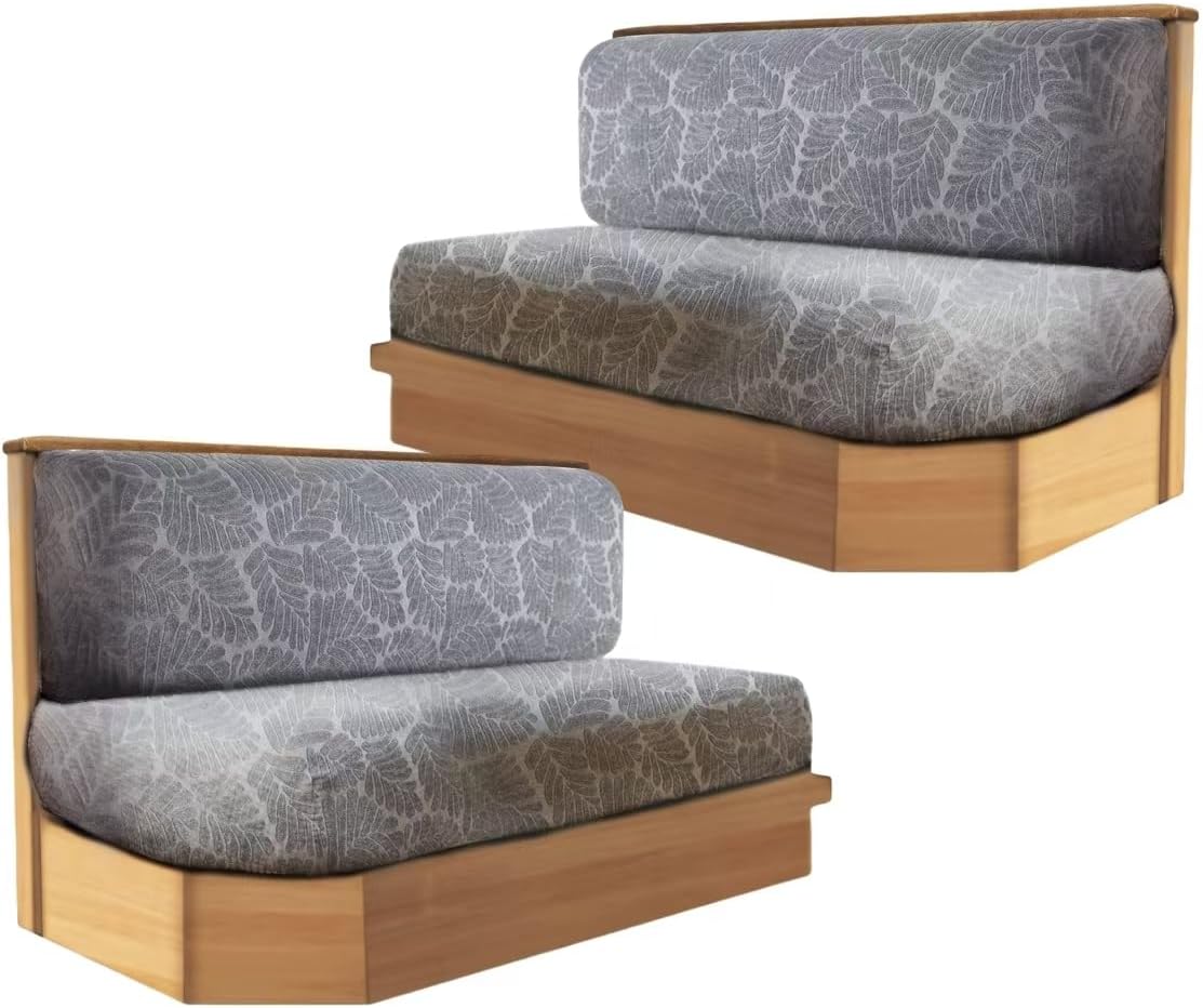 RV Dinette Cushion Covers Backrest and Seat Covers Ideal for Jackknife Stretch Printed Couch Cushion Slipcovers Replacement Anti-Slip Sofa Cushion Cover(2 Backrest Cover & 2 Bench Cover,Grey)