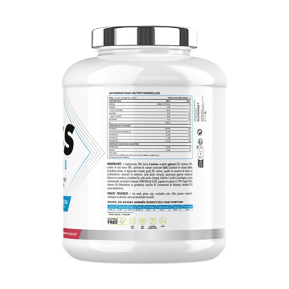 Superset Nutrition | Programme Prise De Masse Expert - Mass Advanced 2,5kg Fraise Yogourt - Créatine HardcoreIce Tea - Bcaa Xtreme - Xenatest Hardcore
