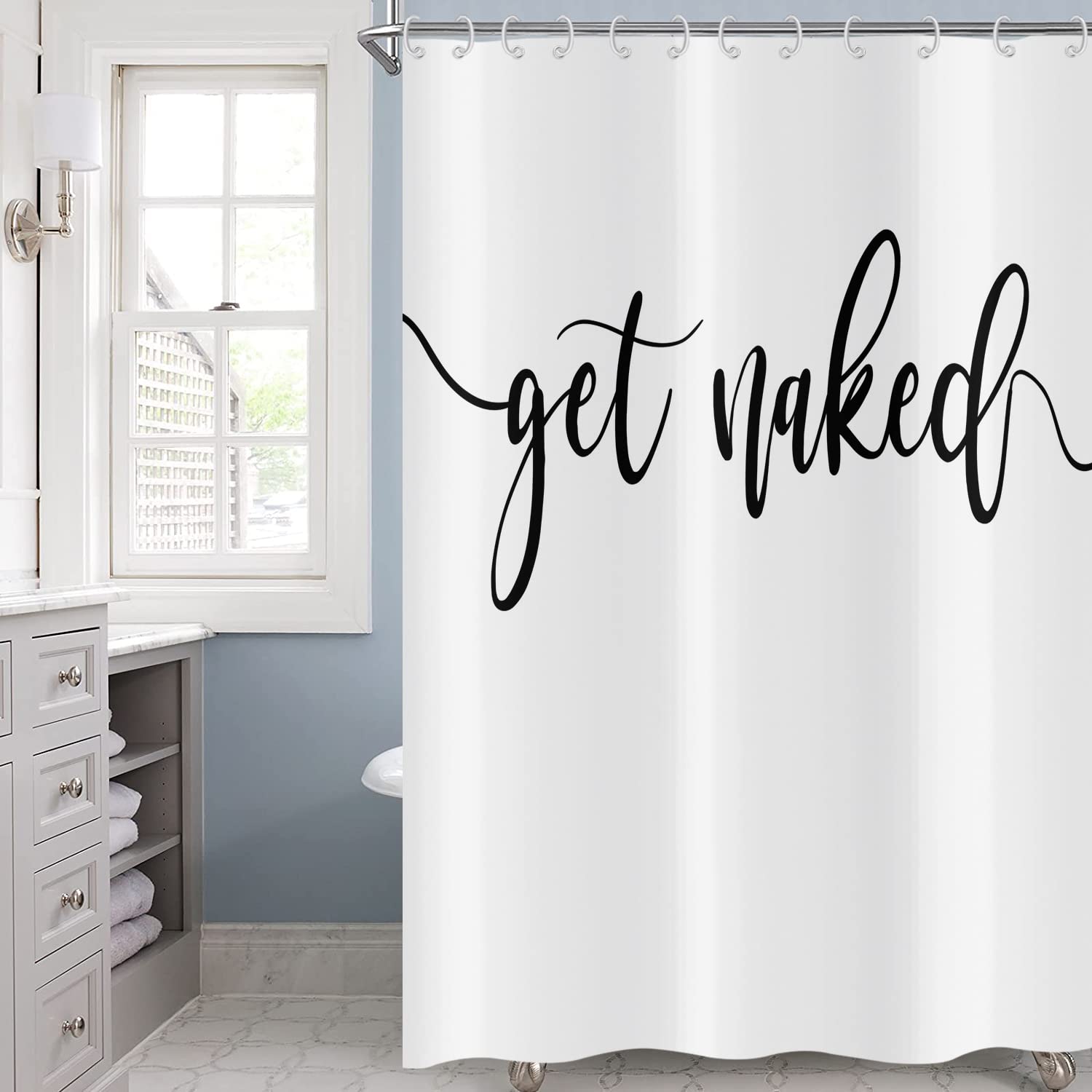 Hnmdmyi White Shower Curtain 180x180 - Image 3