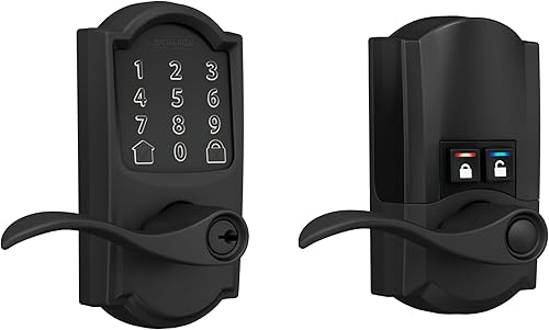 Schlage FE789WB CAM 622 Acc Encode WiFi Accent Lever Smart Lock, cerradura de puerta con pantalla táctil de entrada sin llave con borde Camelot,