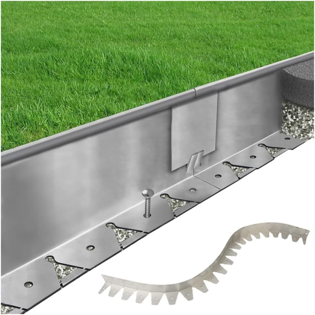 Landscape Edging Border,with Anchoring Stakes Top Commercial Grade Plastic Garden Border,Stainless steel Premium Yard Edging Fence,100 * 50*thickness 1mm,3m