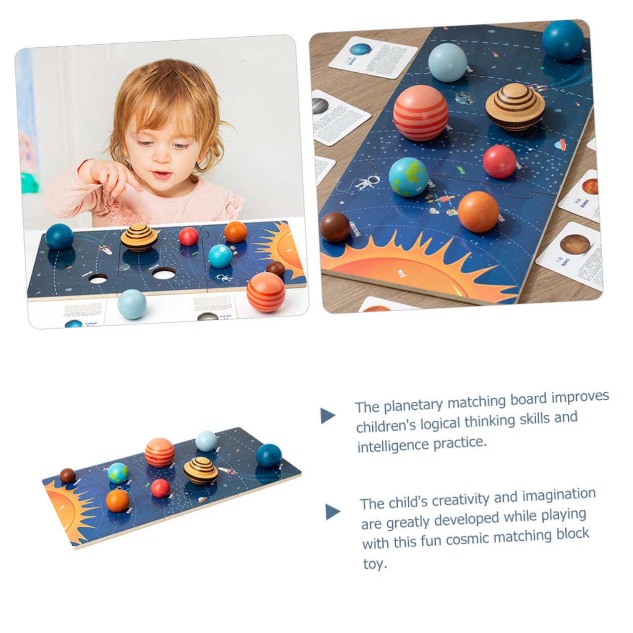 ibasenice Puzzle Planetario in Legno per Bambini Piccoli, Gioco Educativo Solare 8 Pianeti, Puzzle Cognitivo Interattivo per Bambini, Giocattoli Spaziali per Apprendimento Montessori, Set