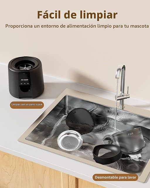 Foto 5 de 8 de PUPPY KITTY Comedero Gato Automatico, 2.4G WiFi 4L Dispensador Comida Gatos con Bol de Acero Inoxidable
