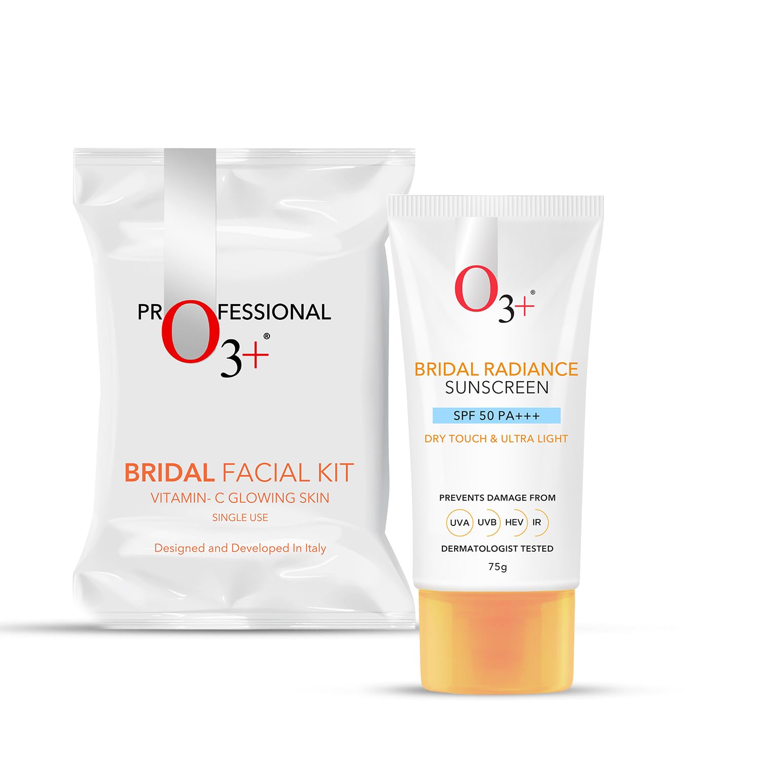 O3+ Radiance Skincare Combo With Bridal Facial Kit Vitamin C Glowing Skin 136g & UVA UVB Ultra Light Sunscreen With SPF50 PA+++ 75g |All Skin Type-picture-20