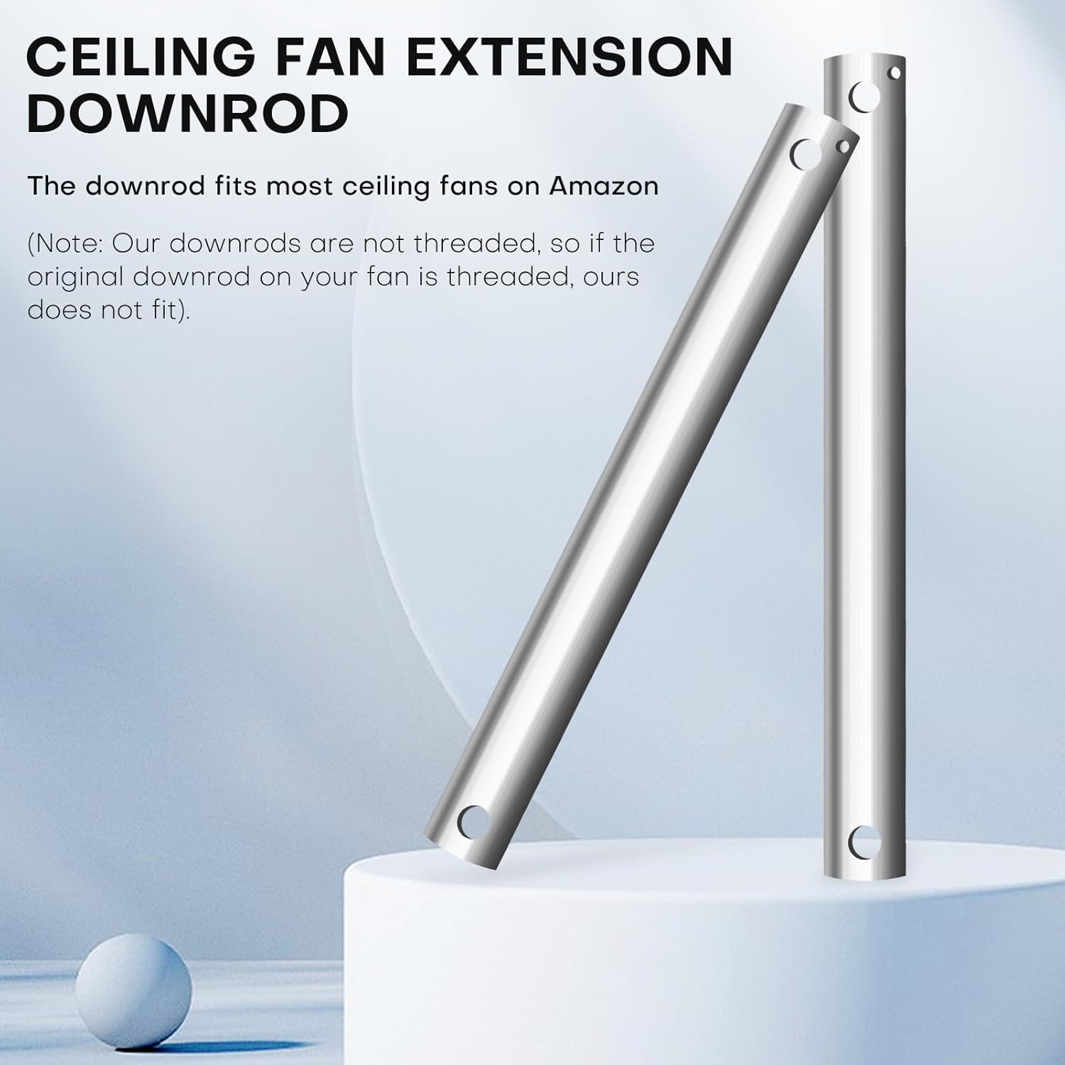 Ceiling Fan Downrod with Extension Cord,1 FT Downrod for Ceiling Fan,1 inch Outside Diameter,Ceiling Boom Suitable for a Wide Range of Fans (Brushed Nickel, 24in)
