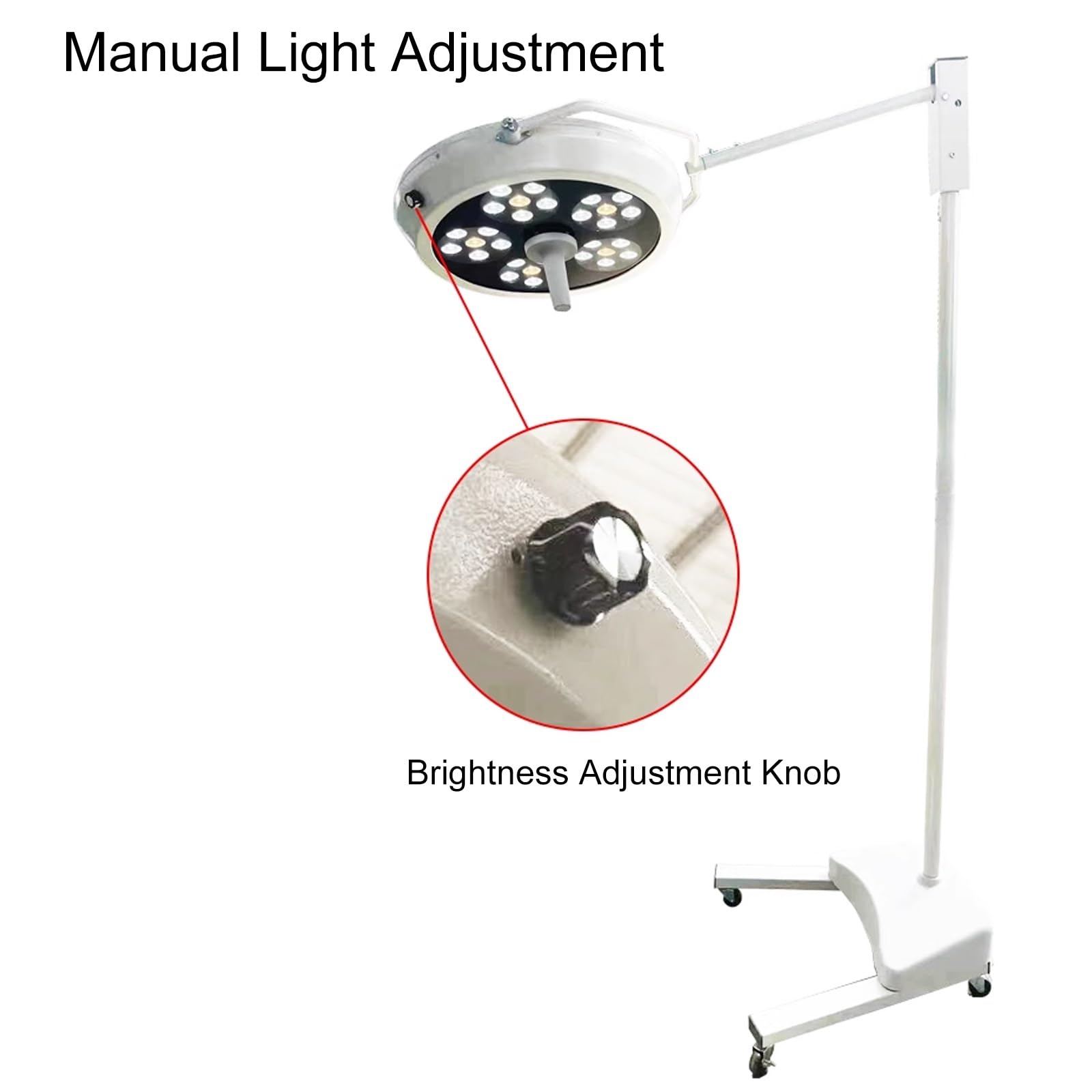 Lampa Mobilna LED Bezcieniowa, Lampa Chirurgiczna LED do Badań Medycznych, Lampa Stomatologiczna z Pokrętłem do Regulacji Jasności do Ambulatoryjnych Badań Ginekologicznych