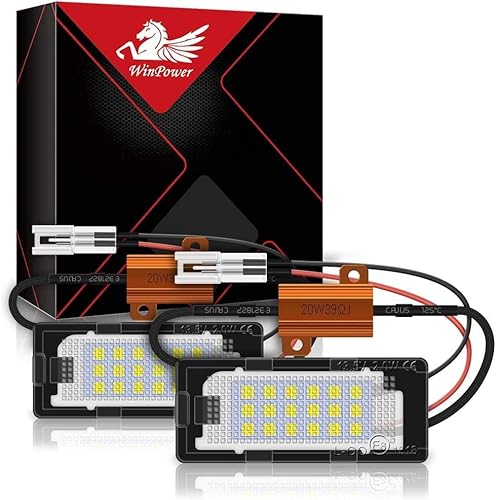 WinPower LED Luz de matrícula 6000K White con Canbus Error Free Compatible con Passat 3C B6/B7 Touran 1T GP2 Touareg2 Golf 5/6 plus Jetta6 Polo 6R Sharan 2 etc., 2Piezas