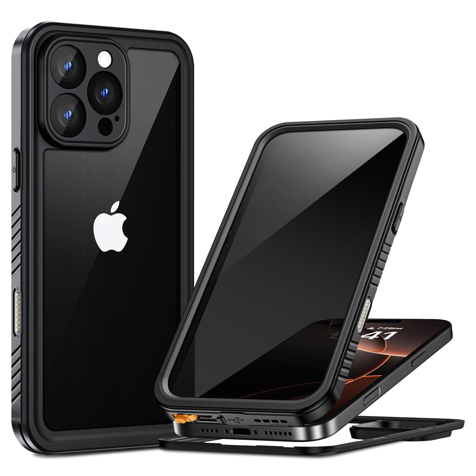 Lanhiem Privacy for iPhone 16 Pro Max Waterproof Case, Dustproof Case with Privacy Screen Protector, Heavy Duty Full Body Anti-Spy Waterproof Phone