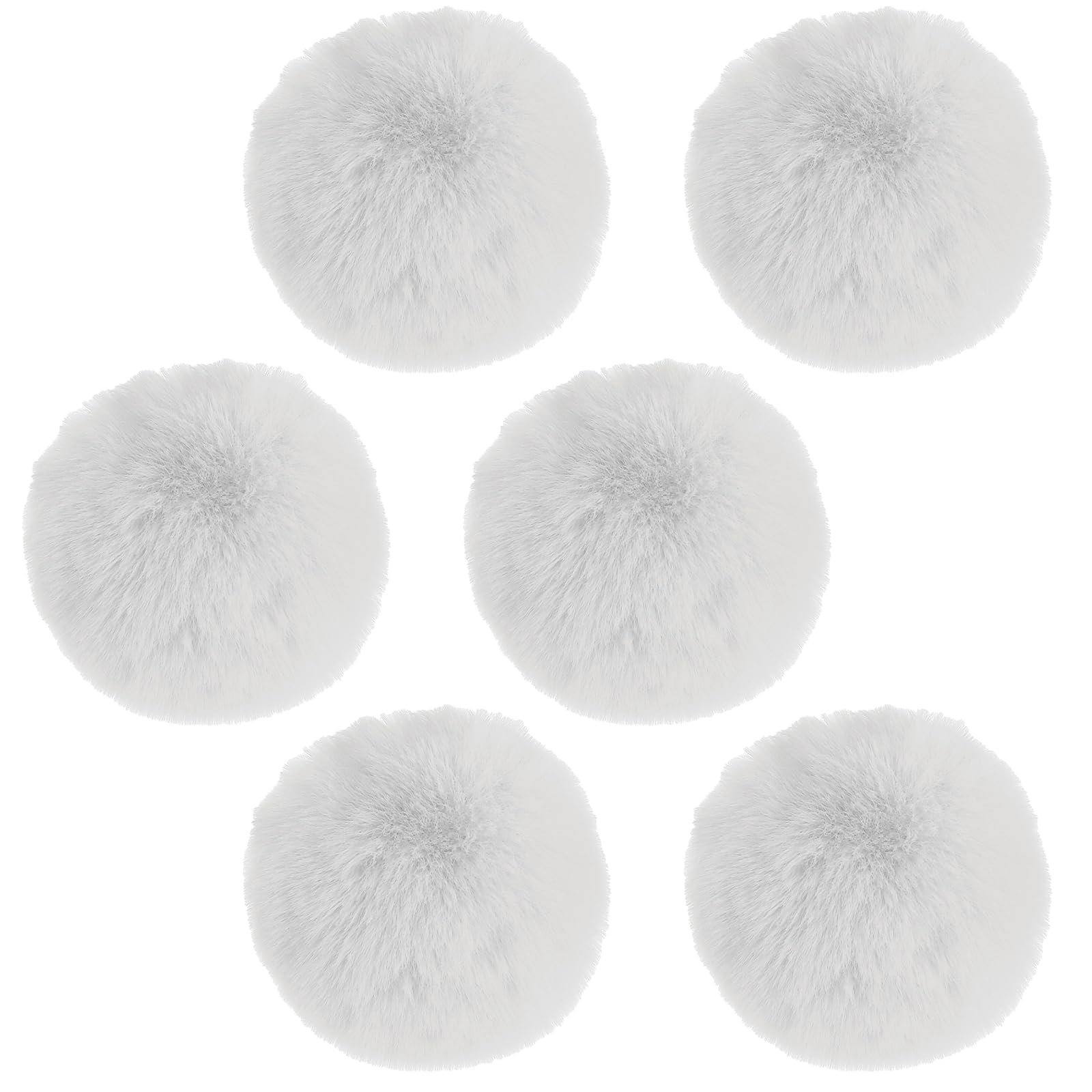 6 Pcs White Pom Poms, 7cm Faux Rabbit Fur Pom Pom Balls, Faux Fur Pom Poms for Hat, Fluffy Soft Fur Poms Balls, Pompoms for Hats, Pom Poms, for Keychain Knitting Hats DIY Scarves (White)