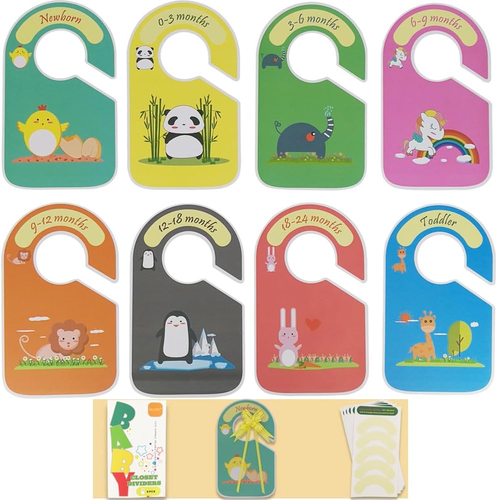 Baby Wardrobe Dividers with Extra Blank Stickers, 8Pcs Baby Clothes Dividers ...