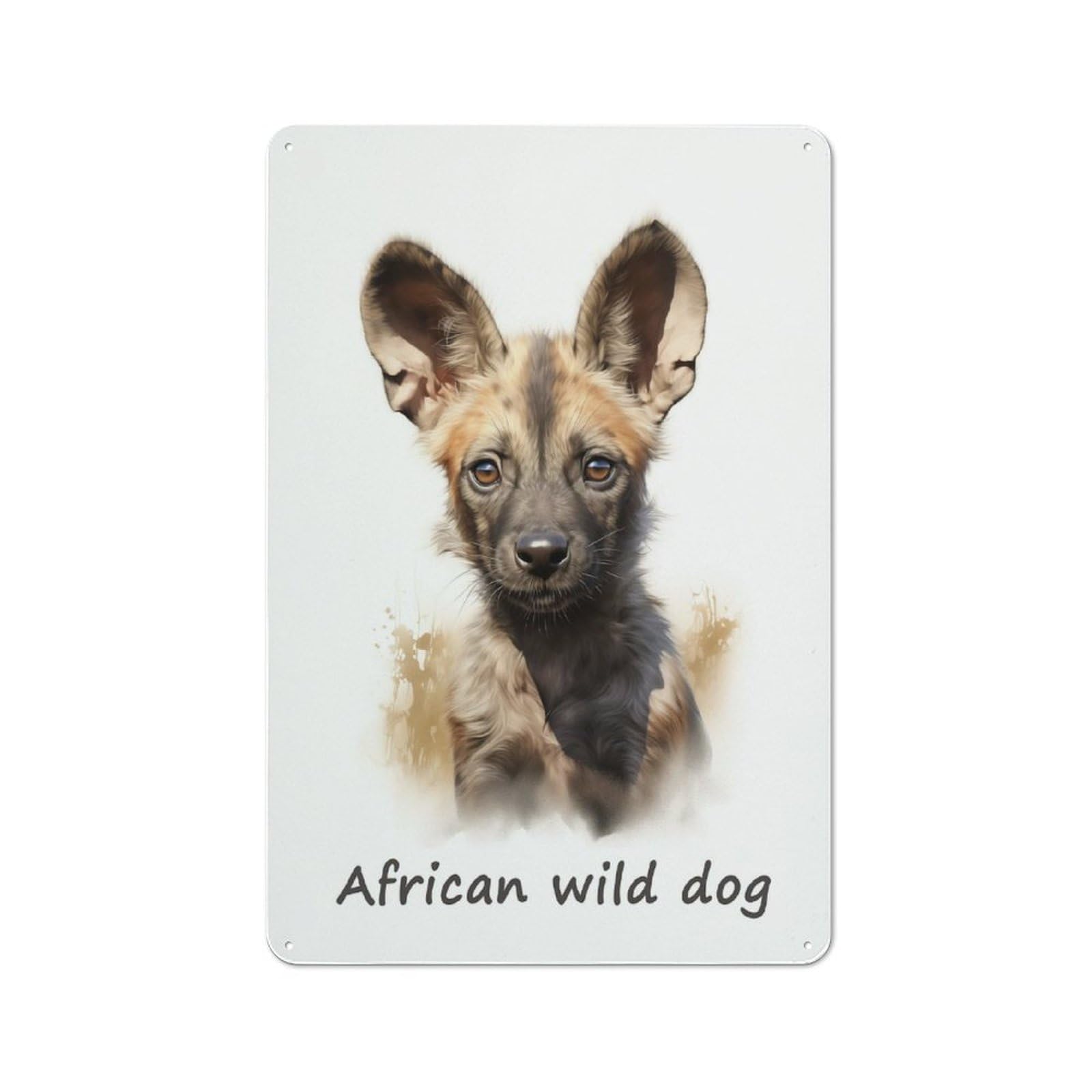Junmoney African Wild Dog Vintage Metal Sign 30X20cm For Hobby Room Or Studio, Housewarming Present For People Styling Hobby Room And Studio