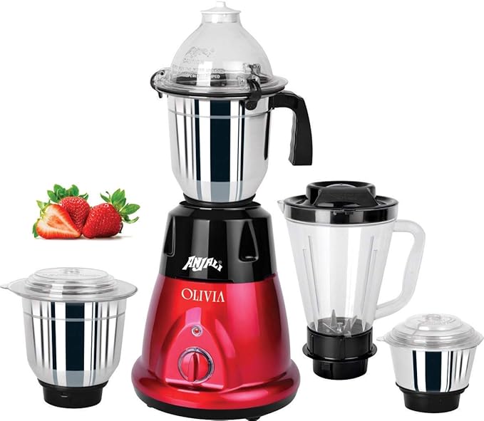 Buy Anjali Olivia 750Watt Mixer Grinder with 4 Jar (Large, Red) Online