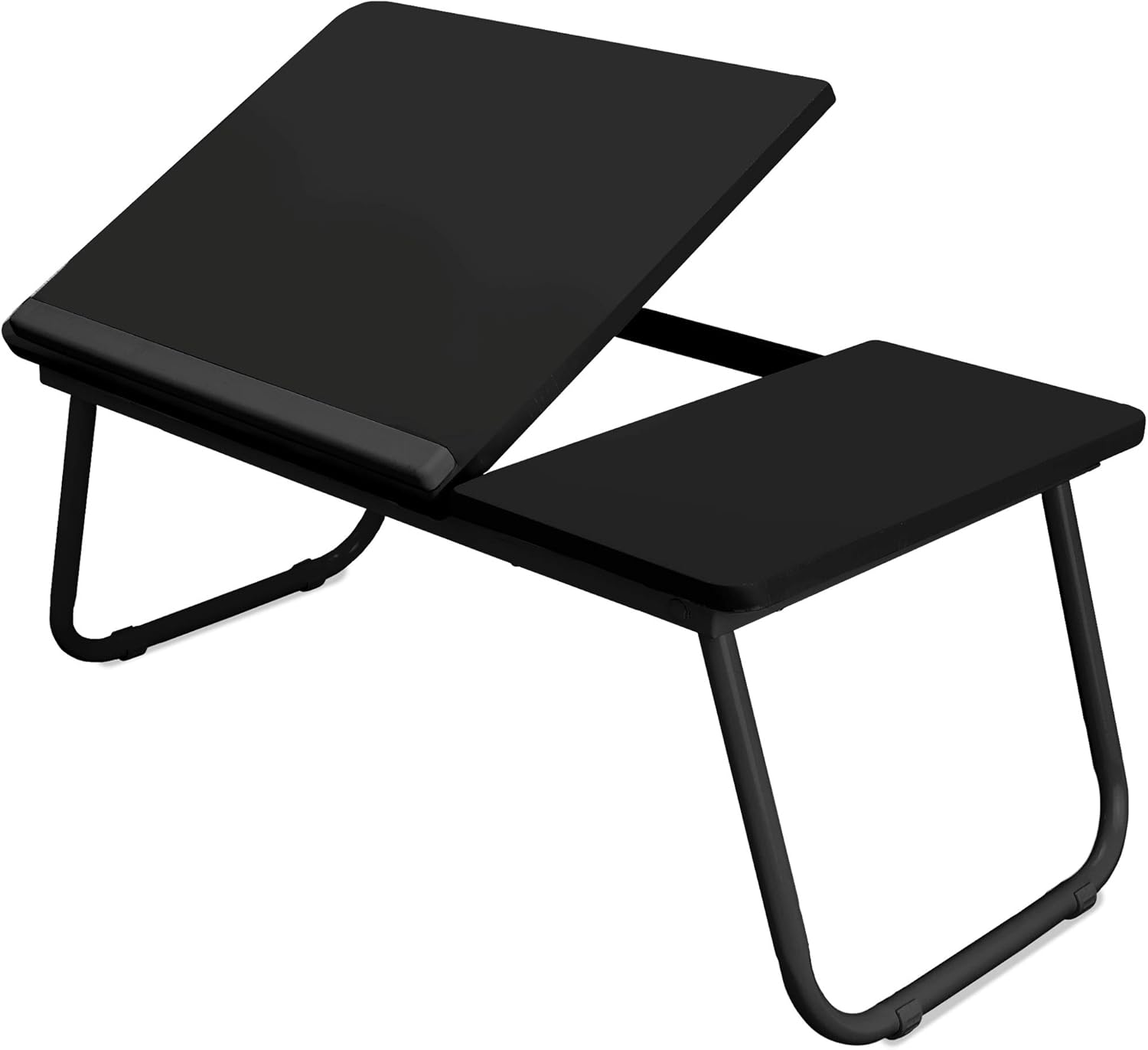 Folding Laptop Lap Desk - Wooden Work Table and Stand for Couch, Bed and Sofa Computer Use - Folding Legs, Adjustable Tilt - Use as Reading and Breakfast Tray - by Designstyles (Black and Black)