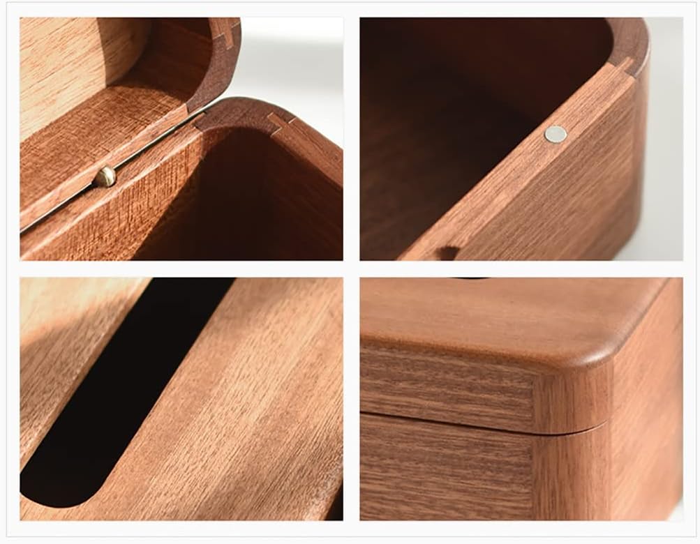 Solid Wood Rectangular Tissue Box Holder, Flip Facial Tissue Holder Napkin Dispenser For Bathroom And Home Decoration, Bathroom Tissue Holder Dispenser (Color : Ebony)