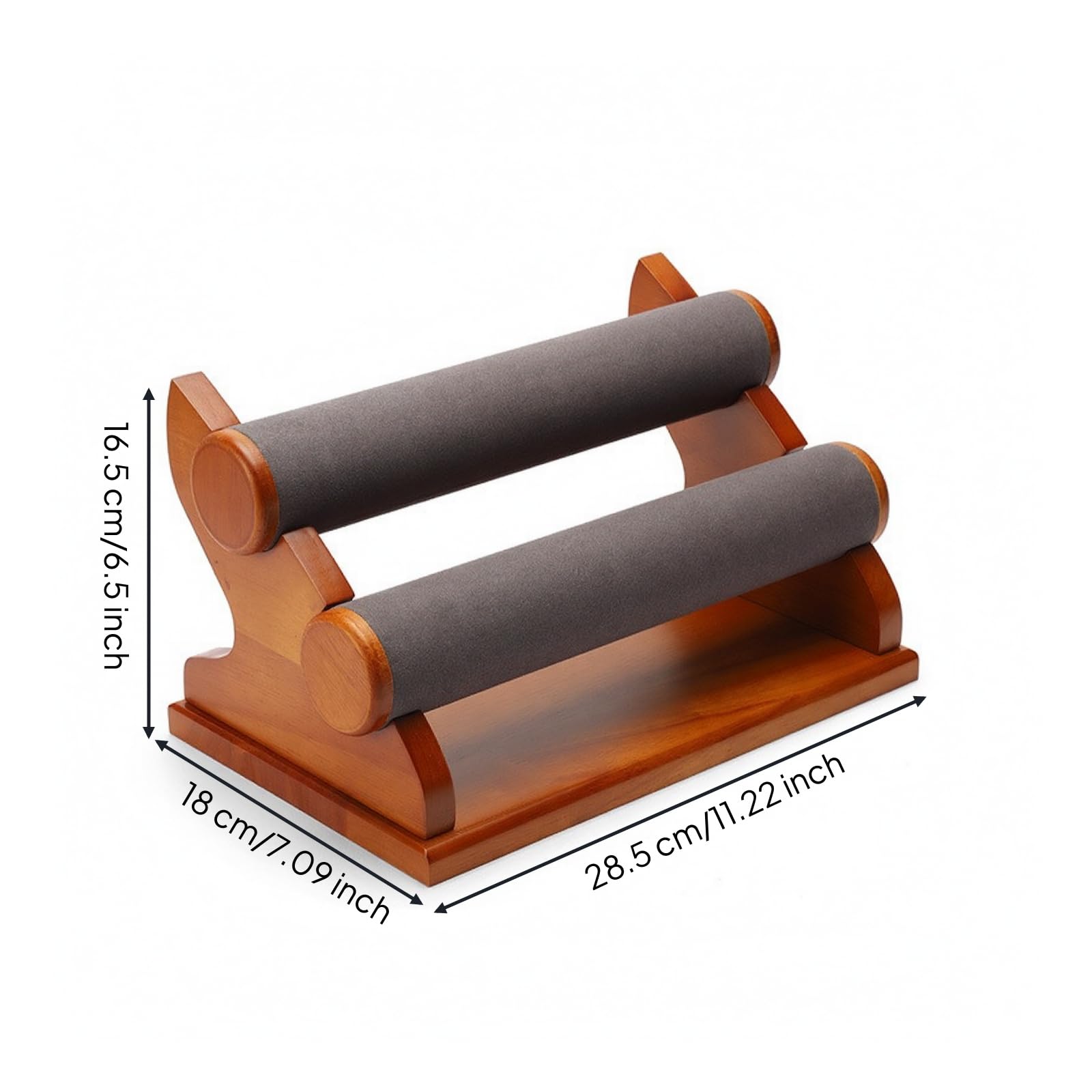 Soporte para Pulseras Organizador Expositor Joyas Brazaletes Relojes con Base de Madera y Varillas Acolchadas Antirrayas Diseño Modular con Extremos, 28.5 X 18 X 16.5 Cm, style to 2