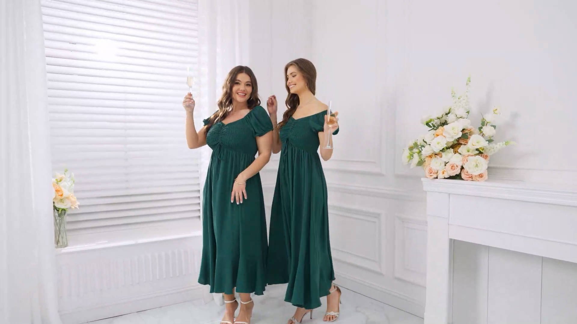 Amazon.com: SCOMCHIC Womens Plus Size Summer Maxi Dress Ruched Front Square  Neck Smocked Flowy A Line Formal Wedding Guest Dresses Emerald Green :  Clothing, Shoes & Jewelry