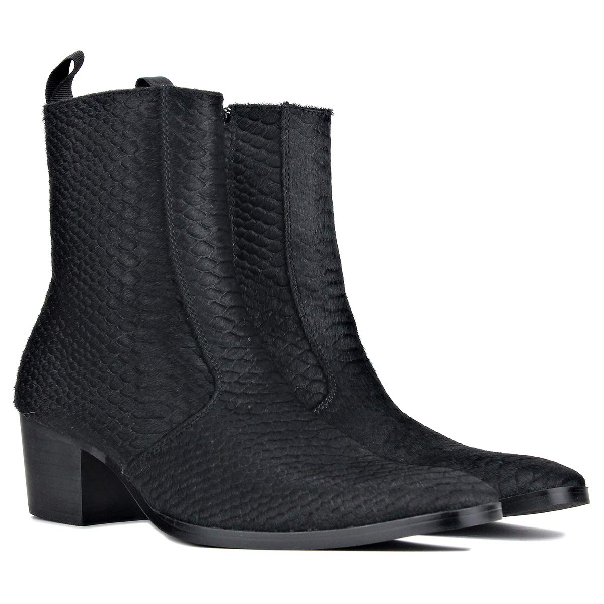 Mężczyźni Modne Wysokim Obcasie Buty Zimowe Zamek Błyskawiczny Prawdziwa Skóra do Kostki Chelsea Boots OS-JY021&A