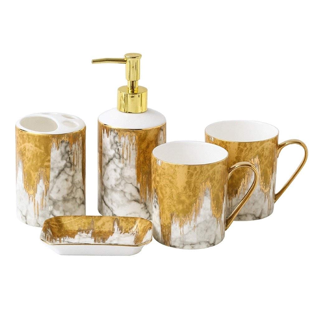 Conjunto de accesorios de baño de 5 piezas en cerámica, el regalo de hogar perfecto