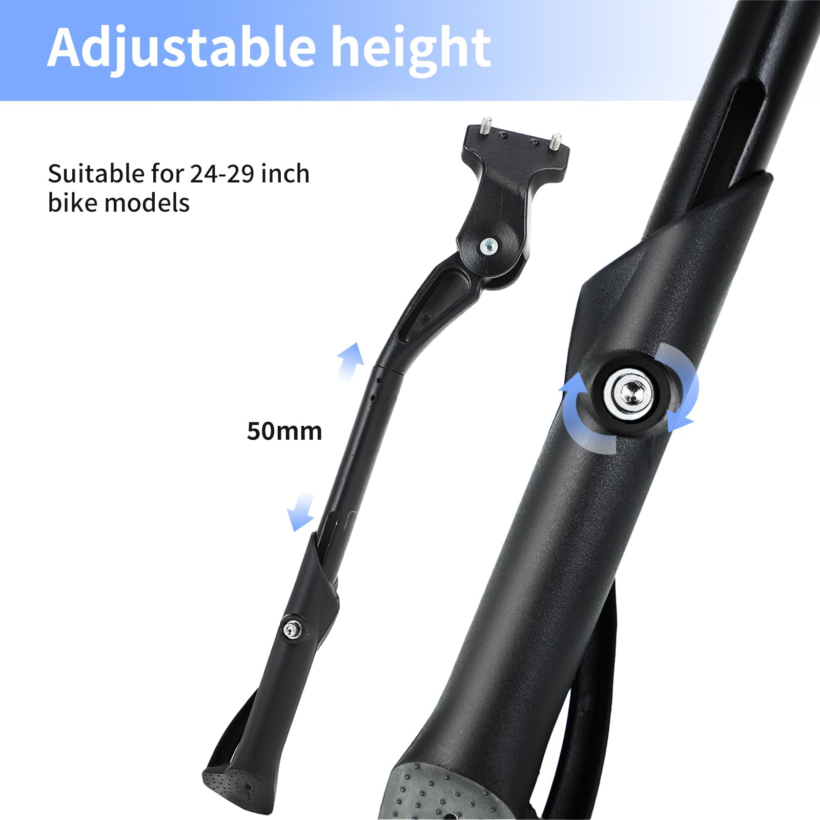 Béquille Vélo Réglable 24-29 Pouces - Support Latéral Alliage Alu | Charge 35 Kg