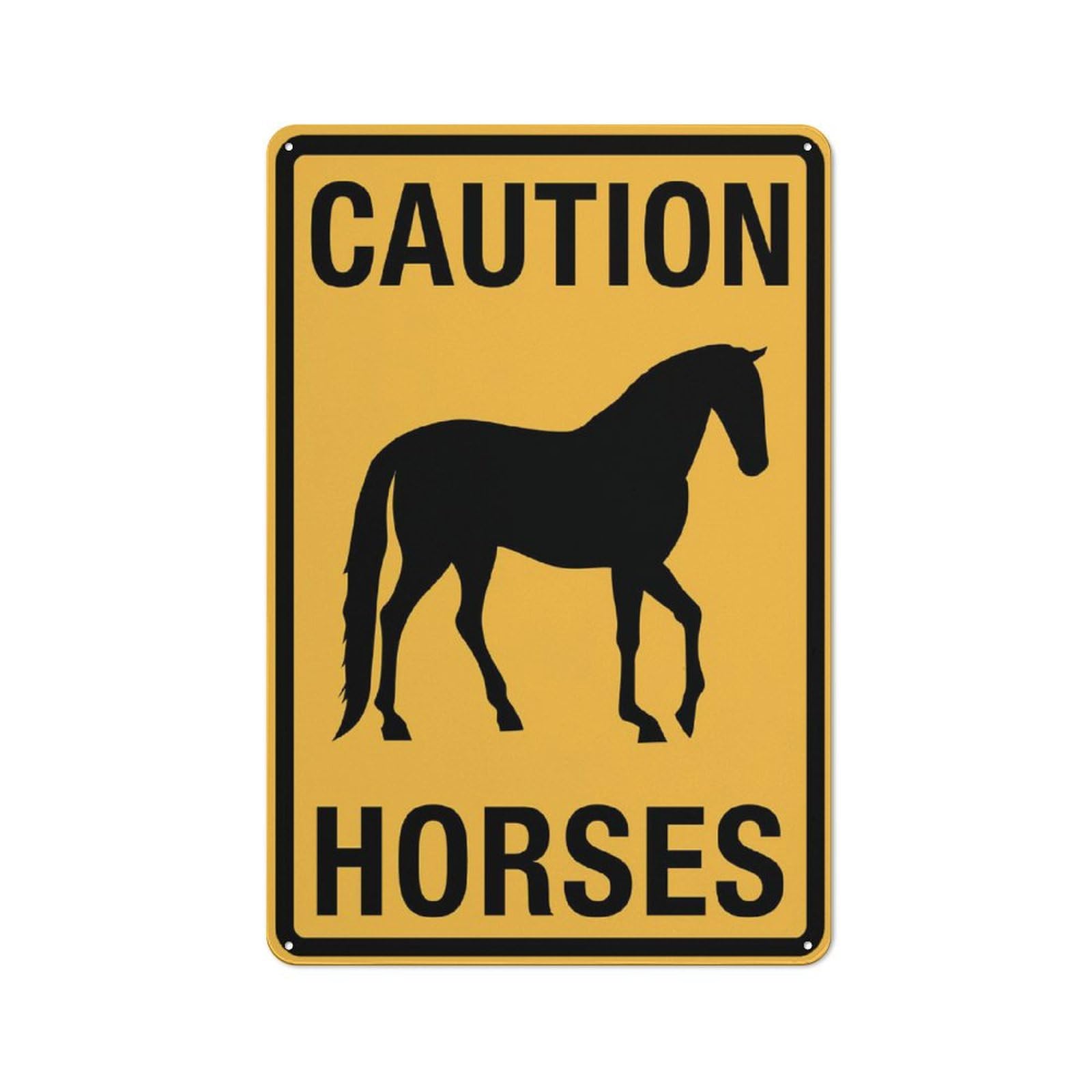 Caution Horses Sign Outdoor Metal Sign - 12 X 8 Metal Signs For Business, Workplace, Office, Home, Delivery Signs, Road Signs, Garden Signs