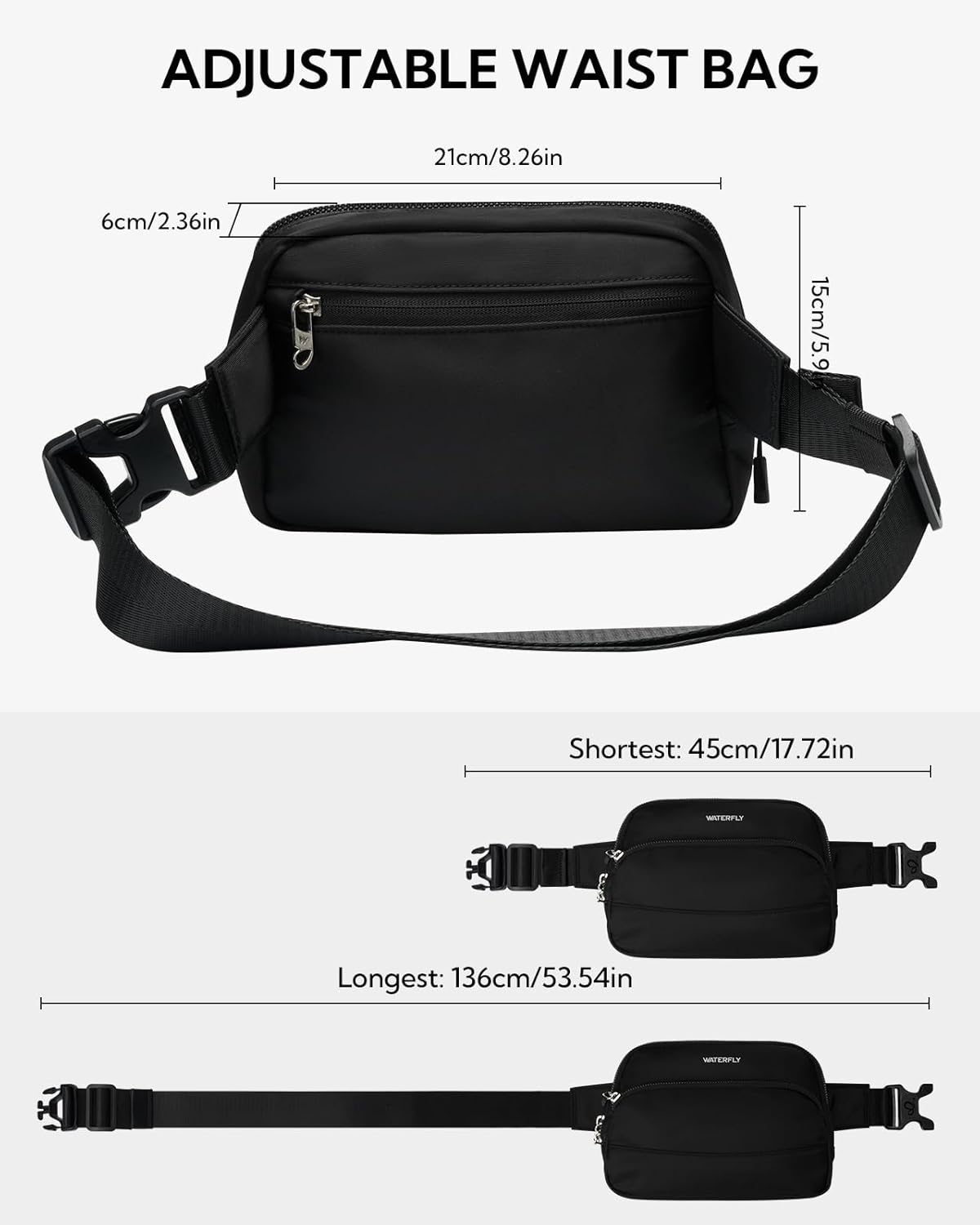 WATERFLY Waist Packs Fanny Pack: Small Fashion Belt Bag Casual Waist Bag for Women Men Hip Pack for Walking Hiking Everywhere - Image 5